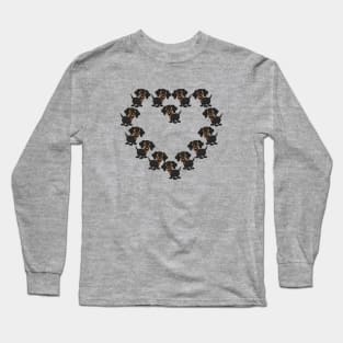 Cartoon Dachshund Dog Heart for Doxie Lovers Long Sleeve T-Shirt